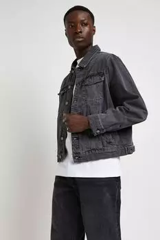 Классическая джинсовая куртка из стираного денима River Island, черный