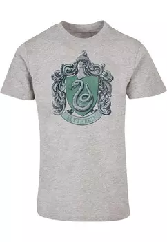 Классическая футболка ABSOLUTE CULT Shirt Harry Potter - Distressed Slytherin Crest, пятнистый серый