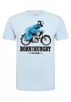 Классическая футболка LOGOSHIRT Shirt Sesamstrasse - Krmelmonster Motorrad, светло-синий