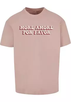 Классическая футболка Merchcode Shirt Hugs & Love - More Amore Por Favor, темно-розовый