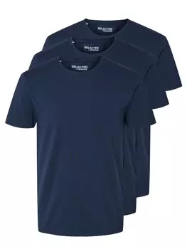 Классическая футболка SELECTED HOMME Shirt SLHRoland, темно-синий