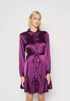 Классическая рубашка VILA ПЛАТЬЕ VISALLY TIE BELT SHIRT, фиолетовое вино