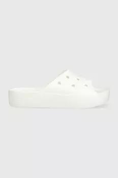 Классические шлепанцы на платформе Crocs, белый