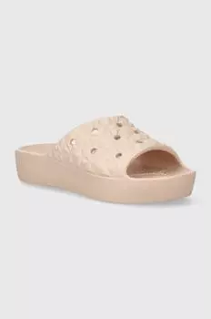 Классические шлепанцы на платформе с геометрическим рисунком Crocs, розовый