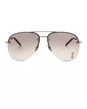 Классические солнцезащитные очки 11M Saint Laurent, цвет Shiny Silver & Gradient Grey