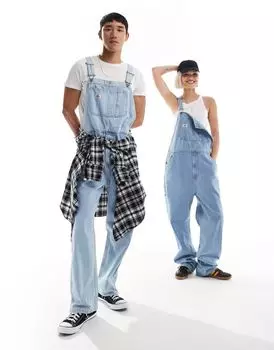 Классические винтажные голубые джинсовые комбинезоны Dickies