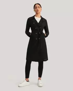 Классический женский двубортный шелковый тренчкот LILYSILK, черный