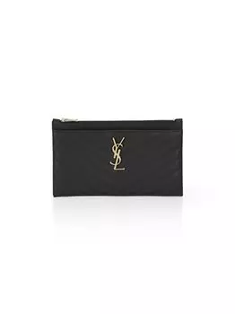 Клатч Cassandre Matelass на молнии Saint Laurent, черный