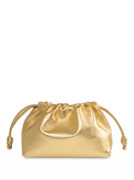 Клатч Flamenco с кулиской и эффектом металлик LOEWE, золотой