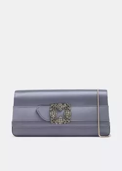Клатч Manolo Blahnik Gothisi Satin, серый