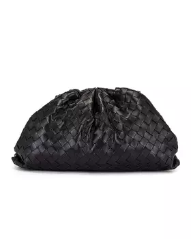 Клатч-мешочек Bottega Veneta, цвет Black & Silver