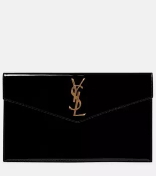 Клатч Uptown из лакированной кожи Saint Laurent, черный