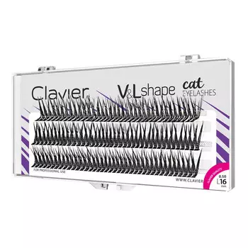 Клавир, Пучки ресниц для макияжа, Cat Eye V&L Форма L, 16 мм Clavier