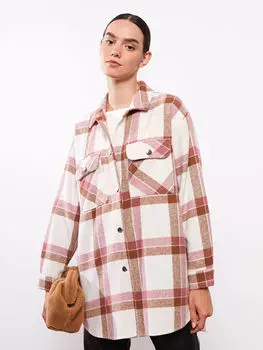 Клетчатая фланелевая Женская куртка-рубашка с длинным рукавом LCW Modest
