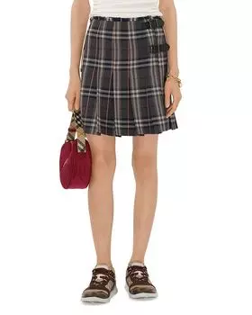 Клетчатая мини-юбка Burberry, коричневый