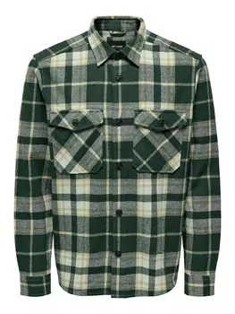 Клетчатая рубашка Only & Sons Comfort fit Button Up Shirt ONSMilo, темно-зеленый
