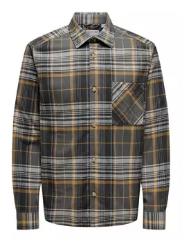 Клетчатая рубашка Only & Sons Regular fit Button Up Shirt ONSMason, цвет cognac/cappuccino/dark brown