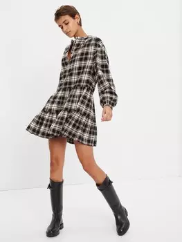 Клетчатое мини-платье Gap, черный