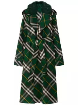 Клетчатое пальто BURBERRY, зеленый