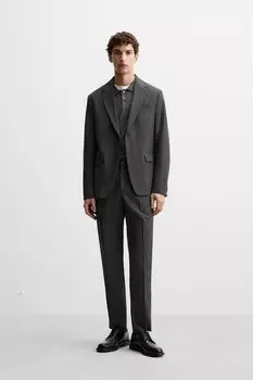 Клетчатые костюмные брюки ZARA, антрацитово-серый