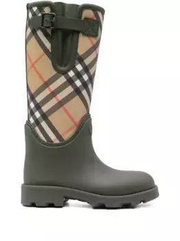 Клетчатые резиновые сапоги BURBERRY, зеленый