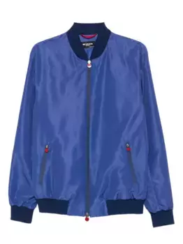 Клетчатый бомбер на молнии Kiton, синий