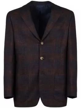 Клетчатый пиджак Kiton, синий