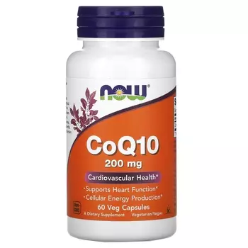 Коэнзим Q10 NOW Foods, 200 мг, 60 капсул