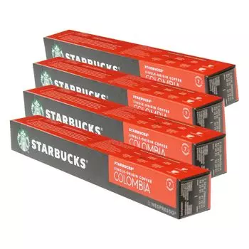 Кофе Starbucks Single Origin Colombia, набор из 4 шт., кофе средней обжарки, обжаренный кофе, совместимый с Nespresso, кофейные капсулы, 40 капсул Nestl