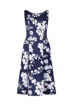 Коктейльное платье с цветочным принтом Vera Mont, цвет Dark Blue White
