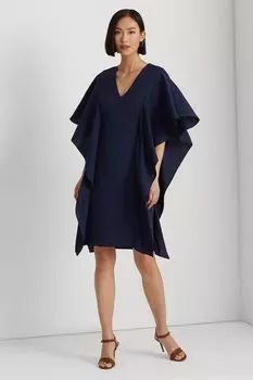 Коктейльное платье с короткими рукавами темно-синее кафтан Blue Georgette Lauren Ralph Lauren, синий