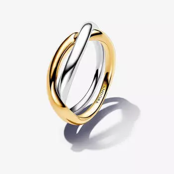 Кольцо Pandora Essence Two-Tone Entwined Bands, золото/серебро