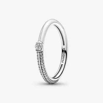 Кольцо Pandora ME Pave & Dual, серебро/белый