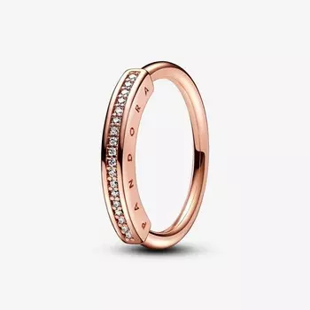 Кольцо Pandora Signature I-D Pave, розовое золото