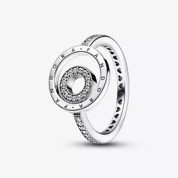 Кольцо Pandora Signature Logo Circles Pave, серебро
