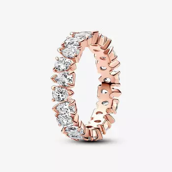 Кольцо Pandora Timeless Alternating Sparkling Band, розовое золото