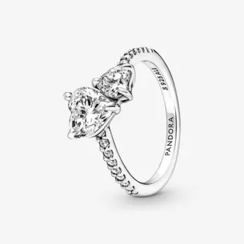 Кольцо Pandora Timeless Double Heart Sparkling, серебро