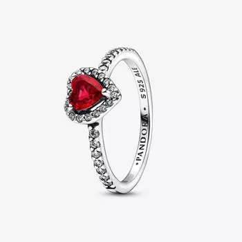 Кольцо Pandora Timeless Elevated Red Heart, серебро/красный