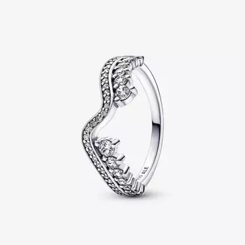 Кольцо Pandora Timeless Sparkling Asymmetric Wave, серебро