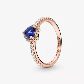 Кольцо Pandora Timeless Sparkling Blue Elevated Heart, розовое золото/синий