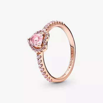Кольцо Pandora Timeless Sparkling Elevated Heart, розовое золото/розовый