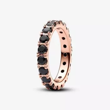 Кольцо Pandora Timeless Sparkling Row Eternity, розовое золото/черный кристалл