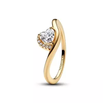 Кольцо Pandora Wavy Heart Ring, покрытие - золото