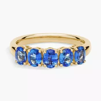 Кольцо с 5 овальными сапфирами из 14-каратного желтого золота (5x4 мм) Blue Nile