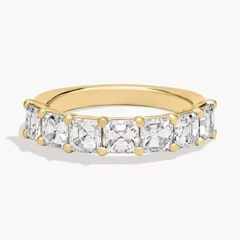 Кольцо с семью выращенными в лаборатории бриллиантами Asscher из 14-каратного желтого золота (2 карата, два карата - FG / VS2-SI1) Blue Nile
