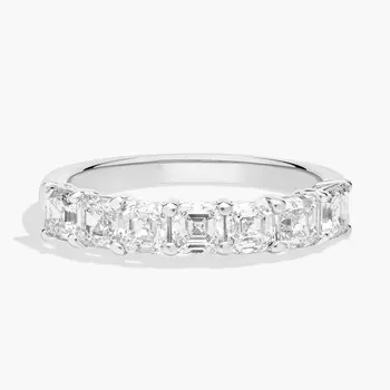Кольцо с семью выращенными в лаборатории бриллиантами Asscher из 14-каратного белого золота (1 1/2 карата, два цвета - FG / VS2-SI1) Blue Nile