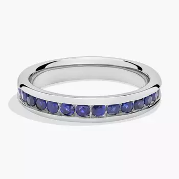 Кольцо с синим сапфиром в оправе Channel Set из платины (2 мм) Blue Nile