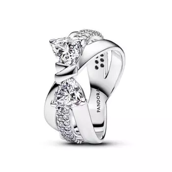 Кольцо Sparkling Bow Crossover Pandora, стерлинговое серебро