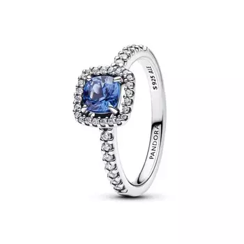 Кольцо Sparkling Square Blue Halo Pandora, стерлинговое серебро