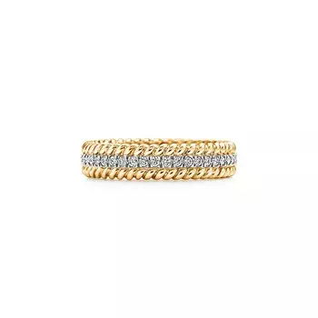 Кольцо Tiffany & Co. Jean Schlumberger by Tiffany Rope Two-row, золото/платина/бриллианты